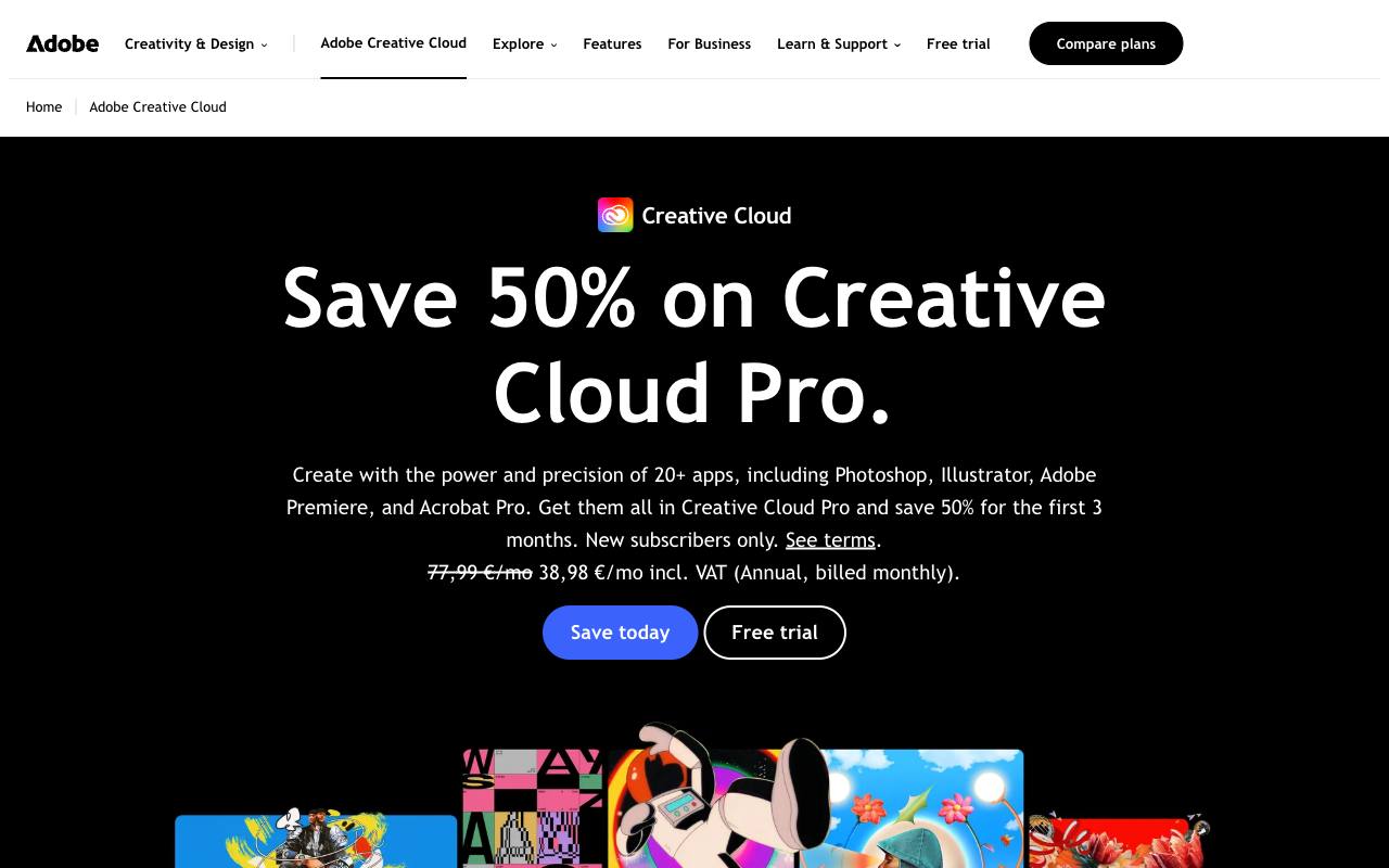 The Adobe Creative Cloud website