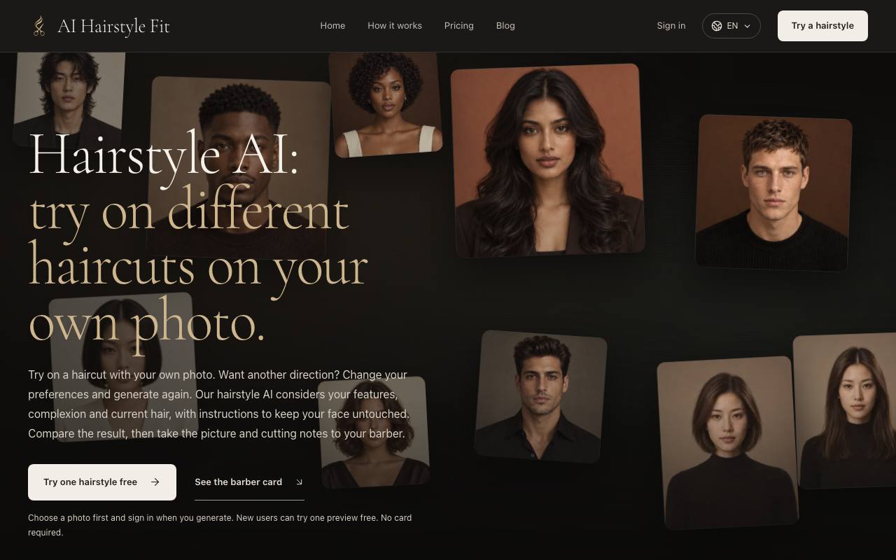 The AI Hairstyle Fit website