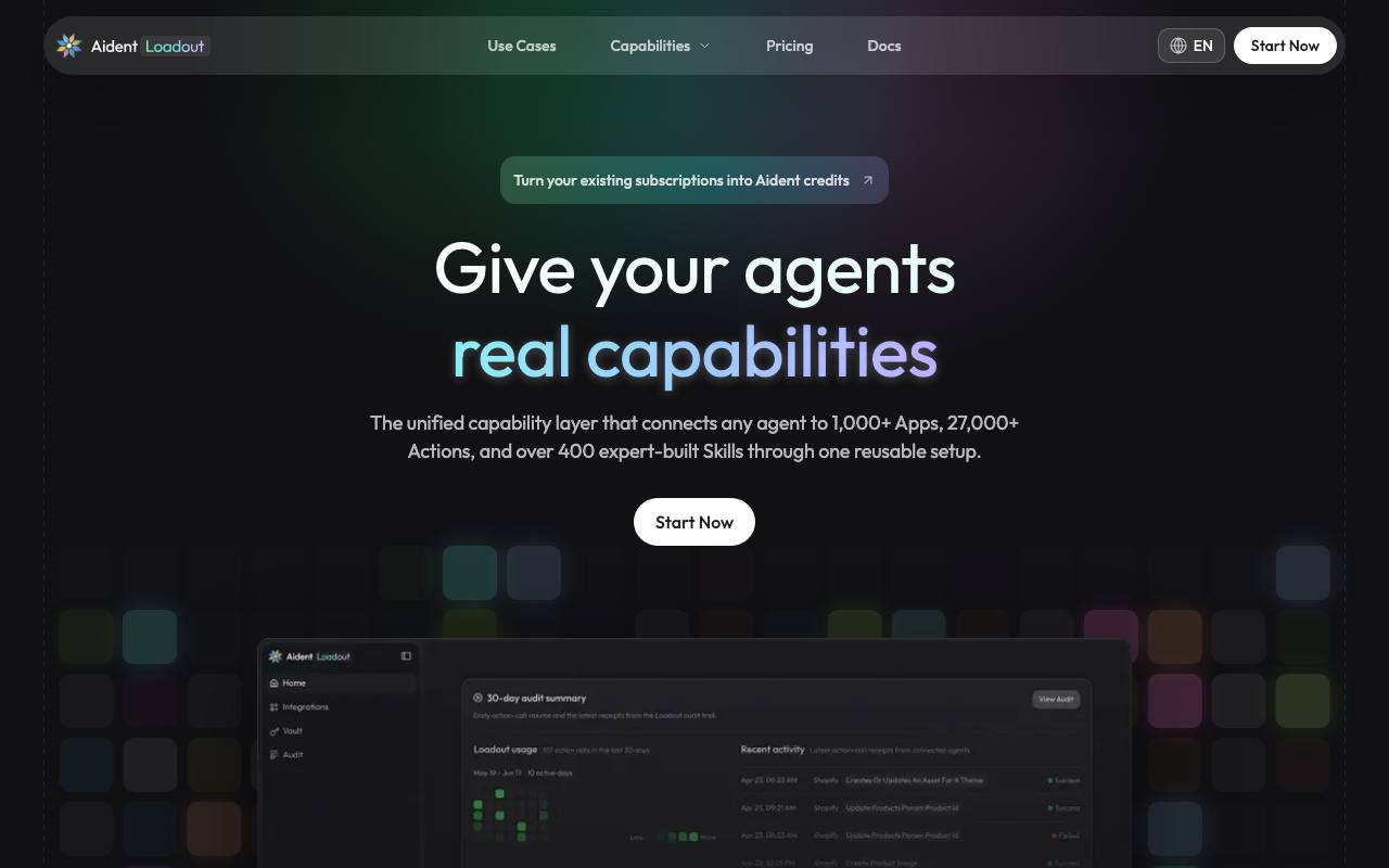 The Aident Loadout website