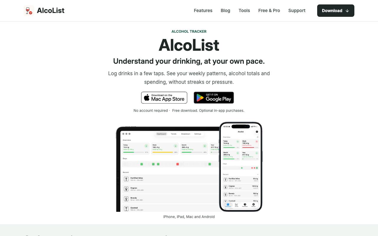 The AlcoList website