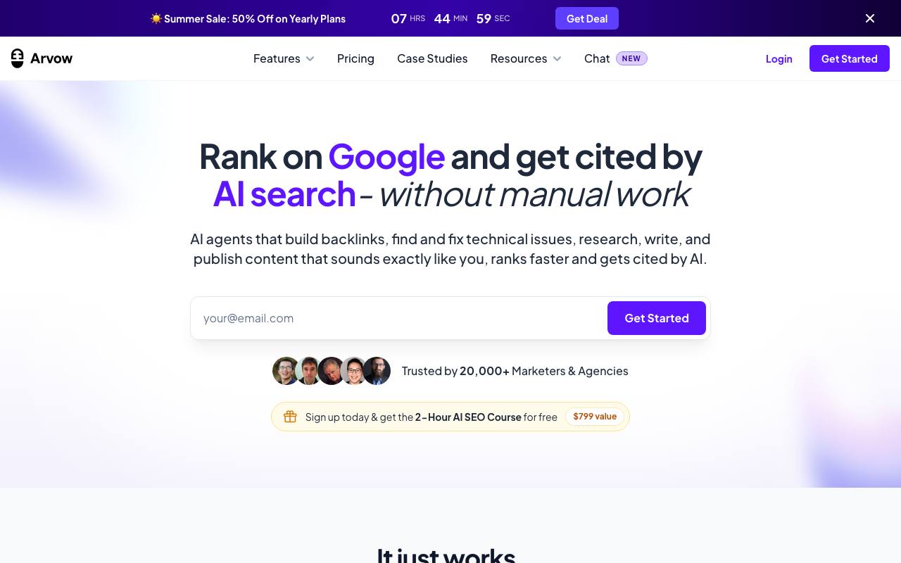 The Arvow website