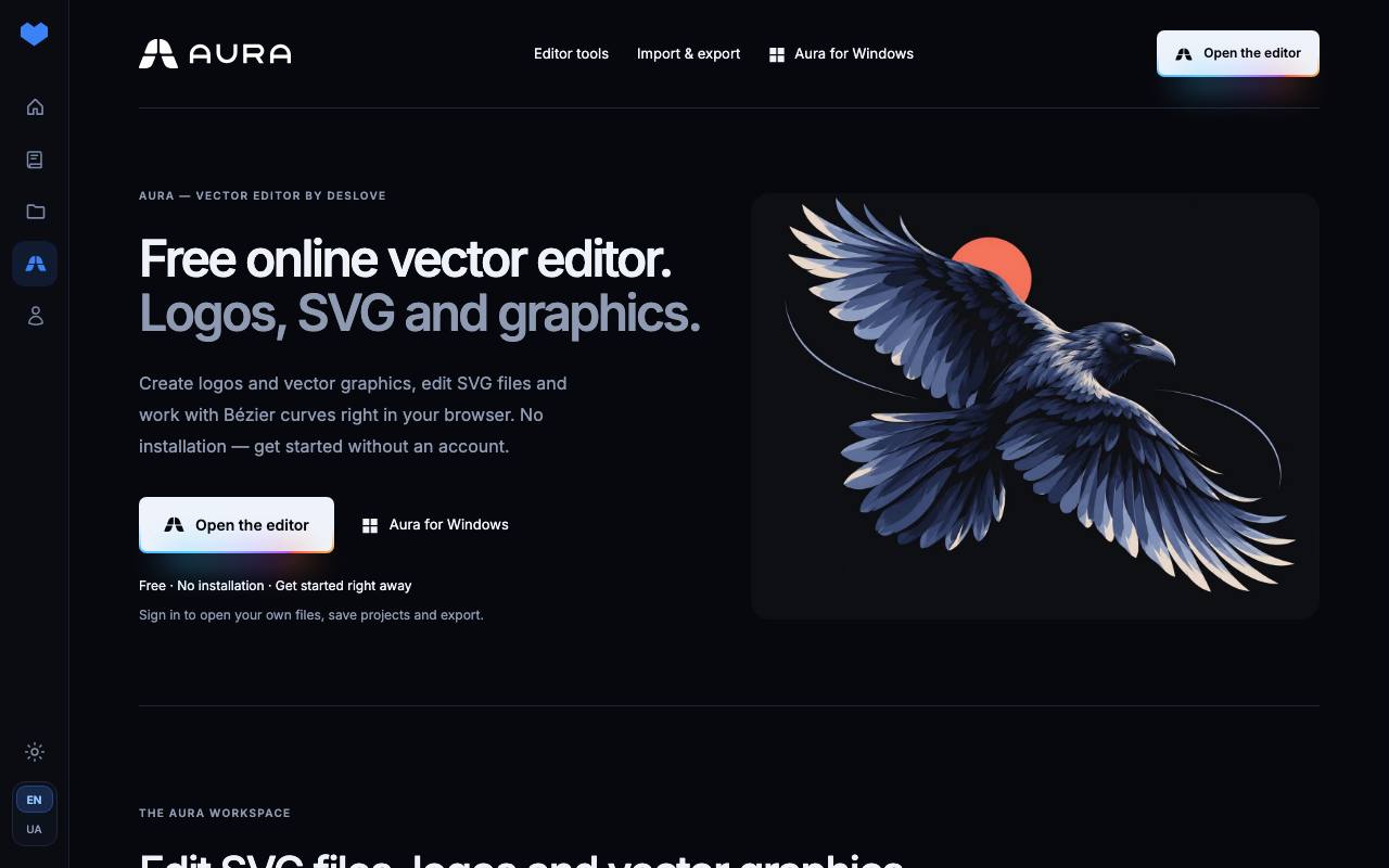 The Aura Vector website