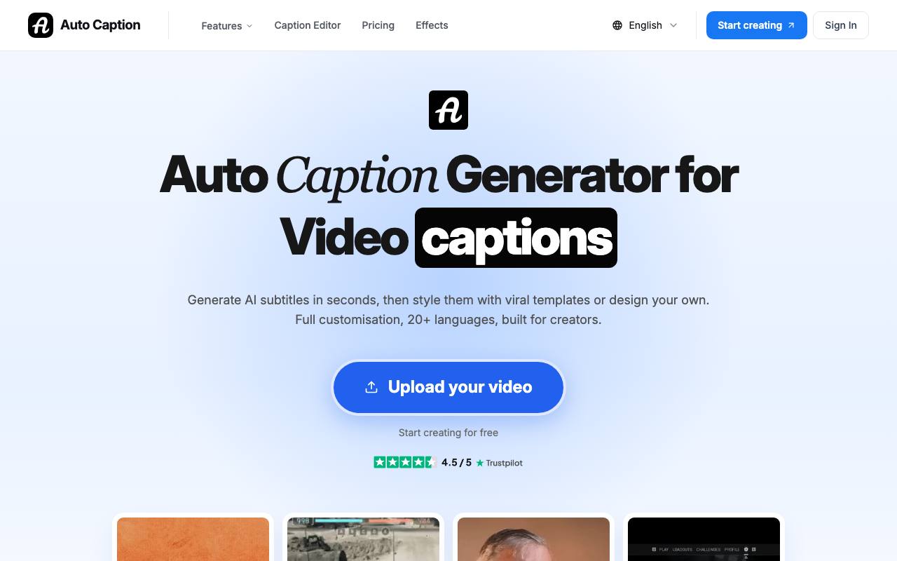 The Auto Caption website
