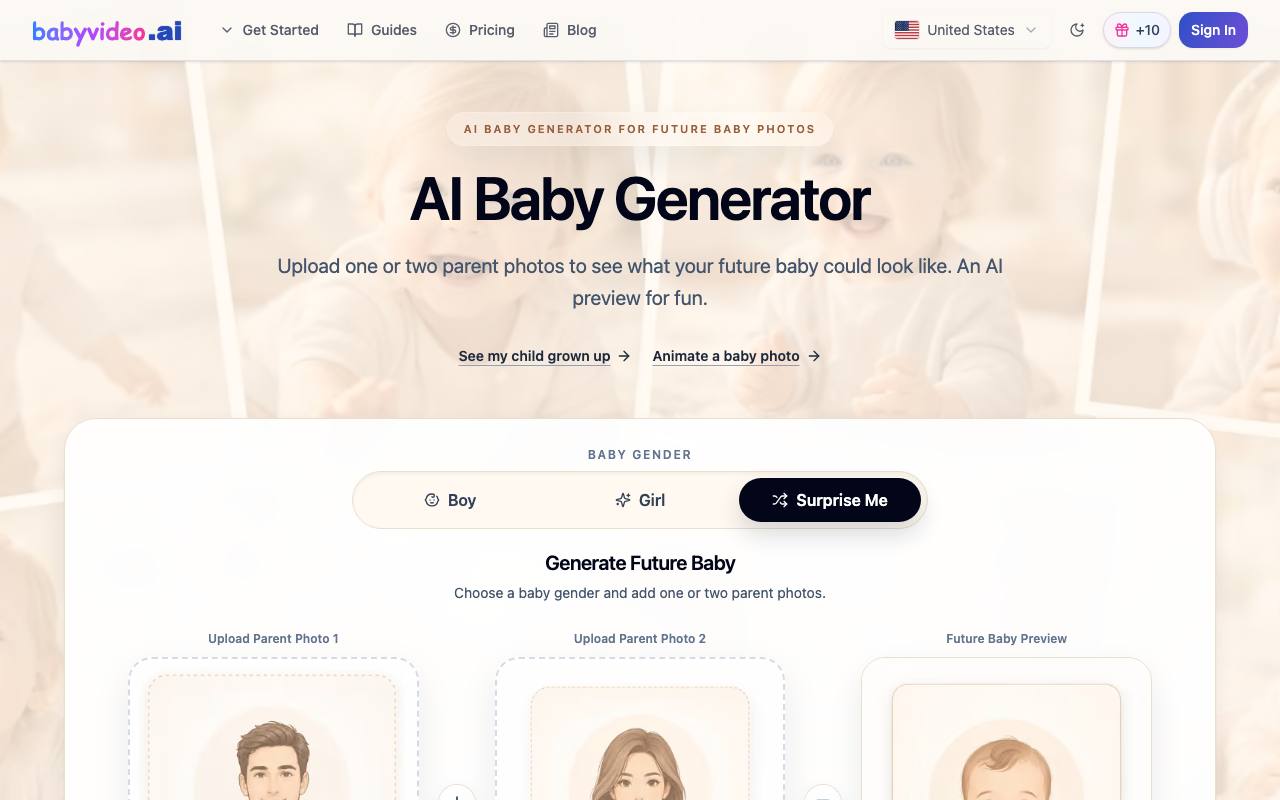 The BabyVideo.ai website