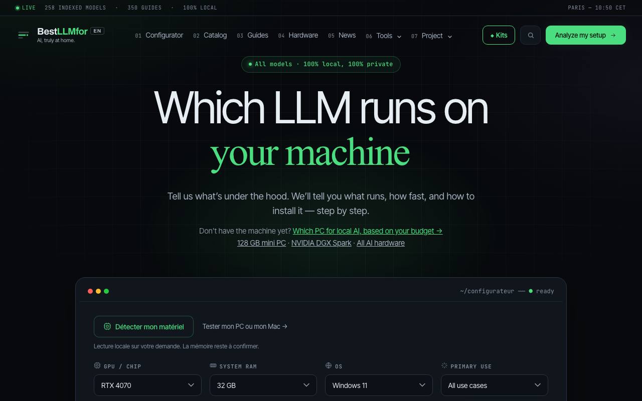 The BestLLMfor website
