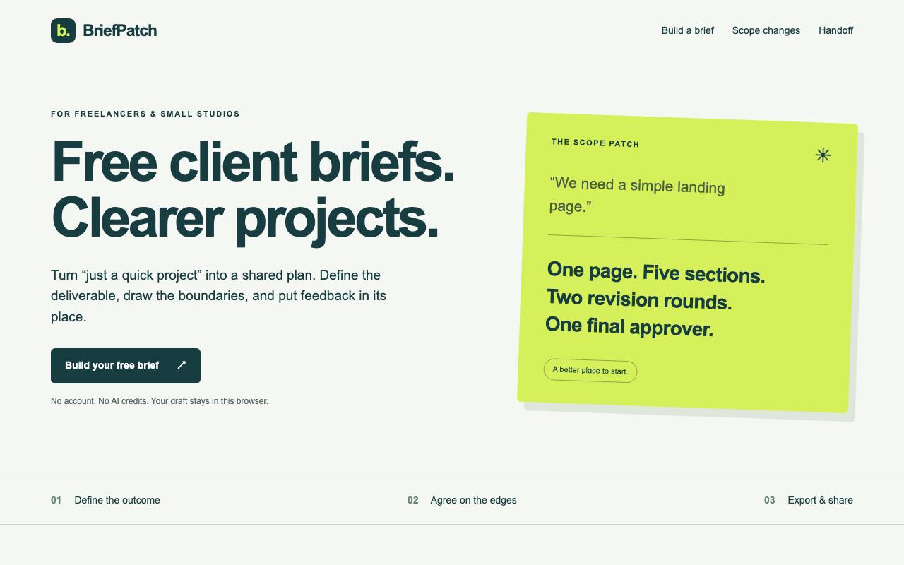 The BriefPatch website