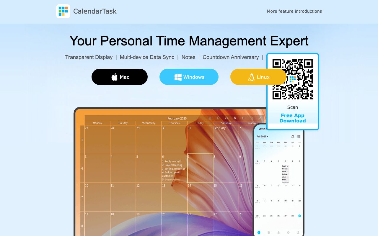 The CalendarTask website