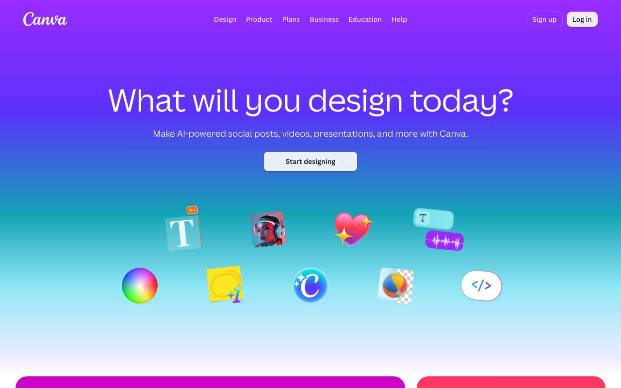 The Canva website
