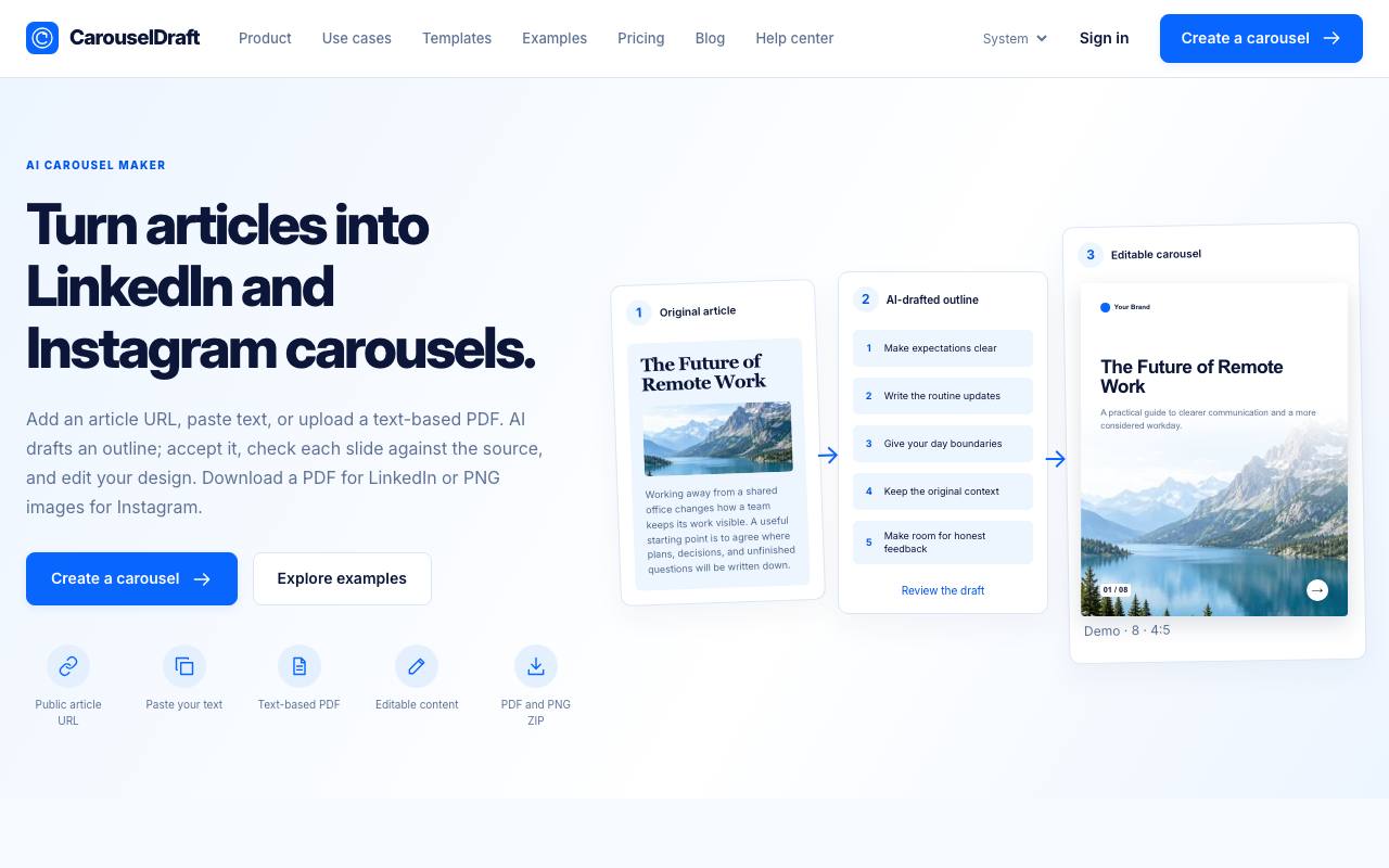 The CarouselDraft website