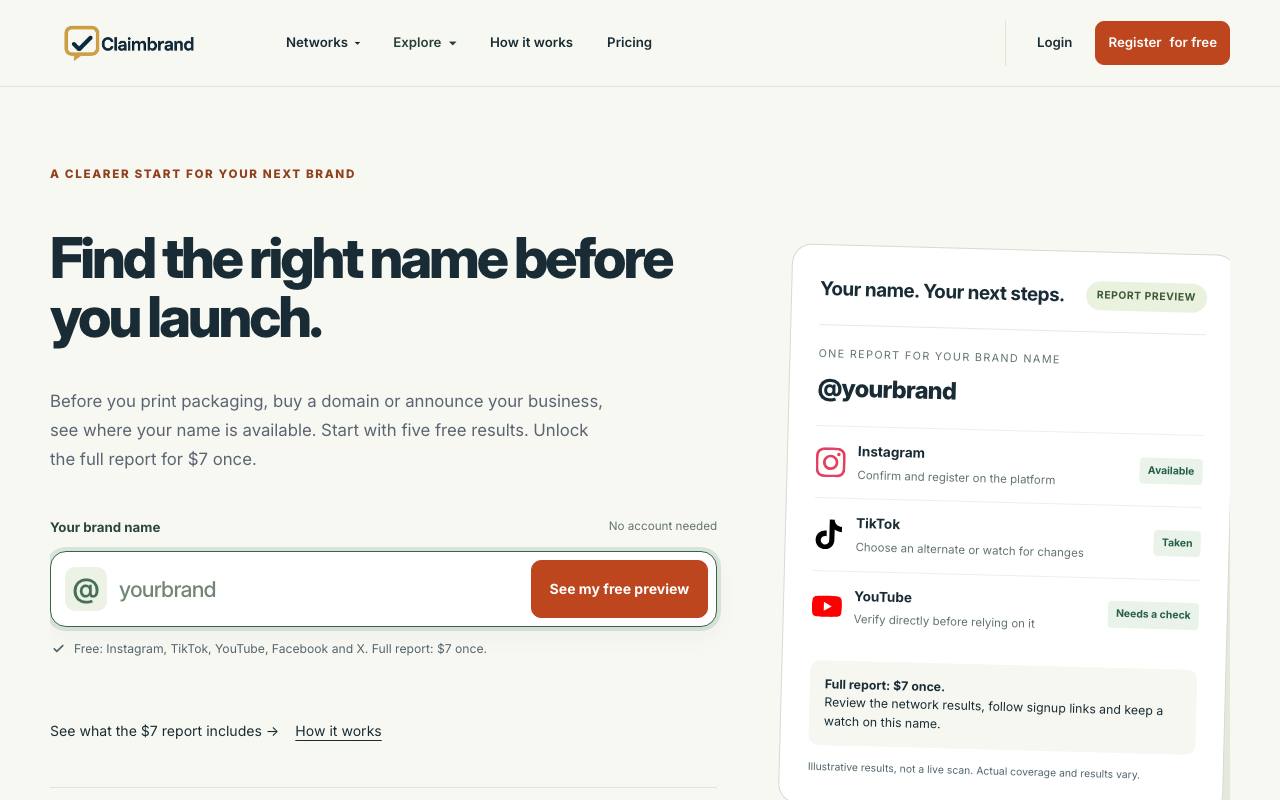 The Claimbrand website