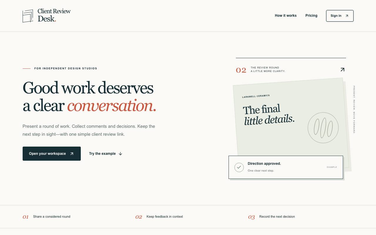 The Client Review Desk website