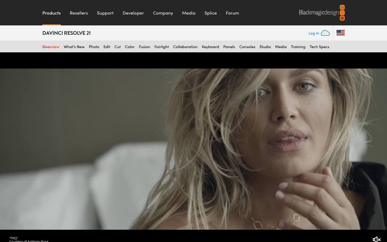 The DaVinci Resolve website