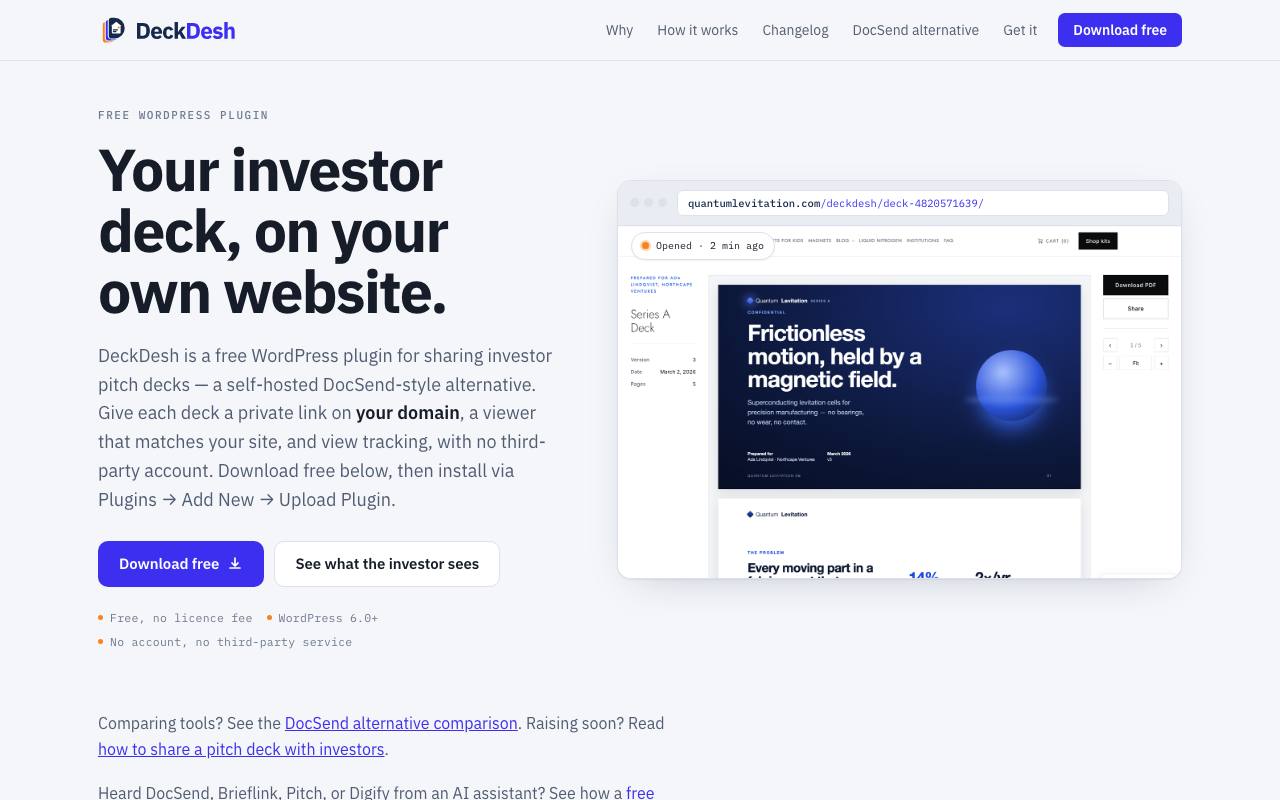 The DeckDesh website
