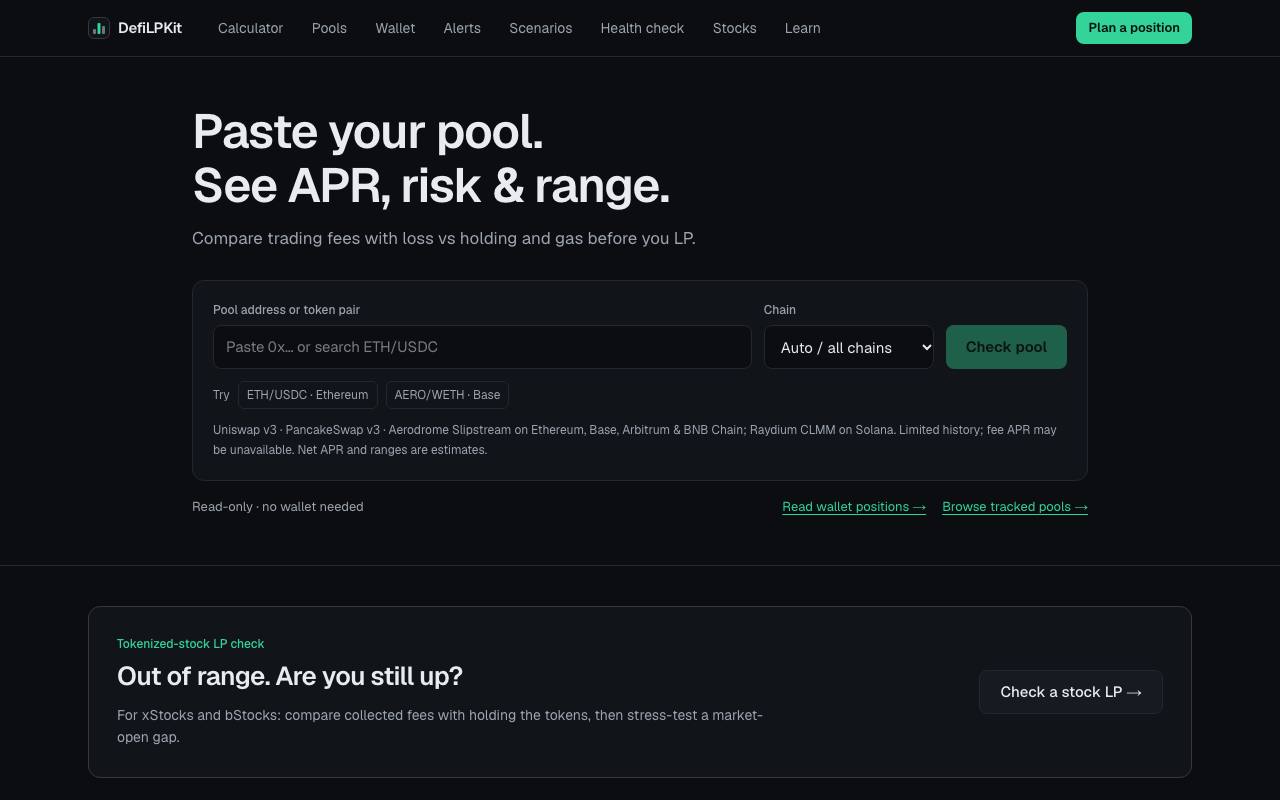 The DefiLPKit website