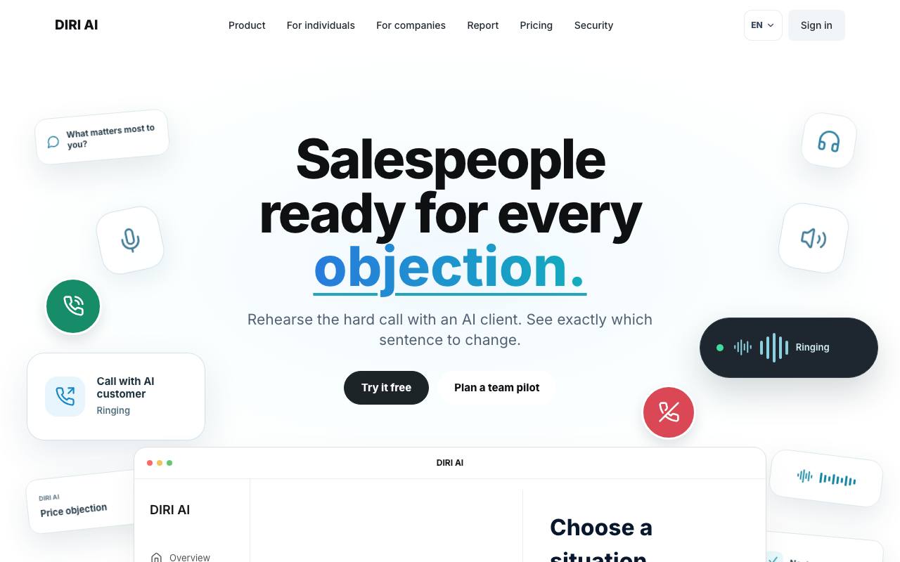 The DIRI AI website