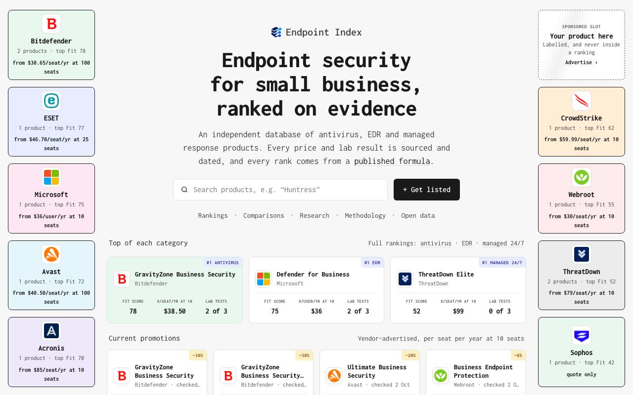 The Endpoint Index website