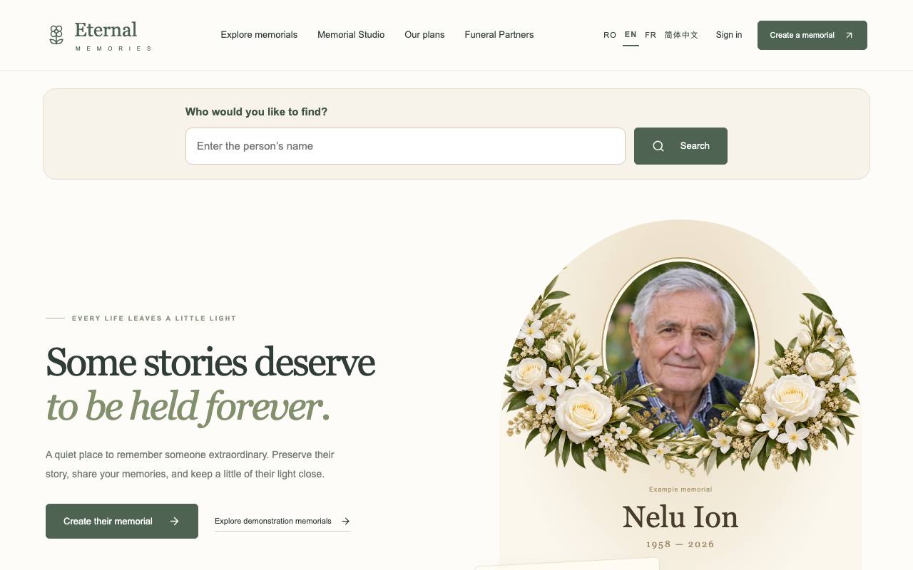 The Eternal Memories website