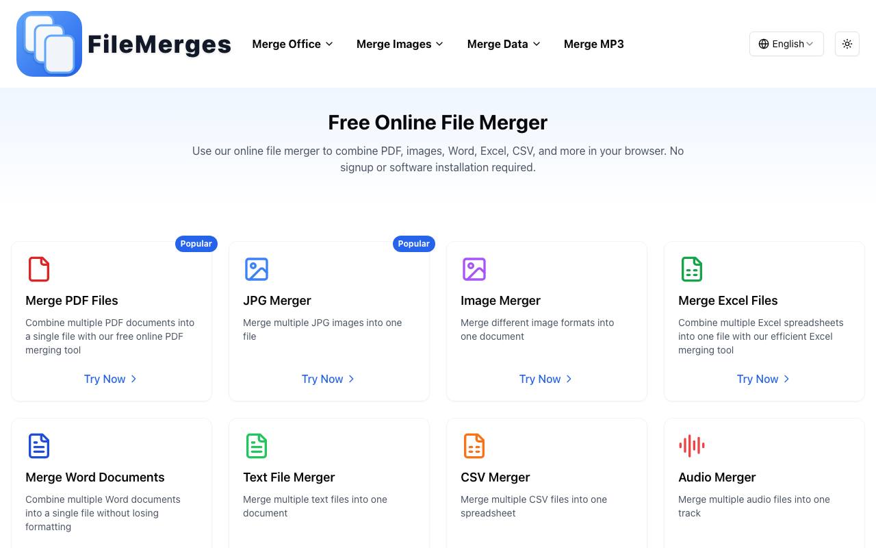 The FileMerges website