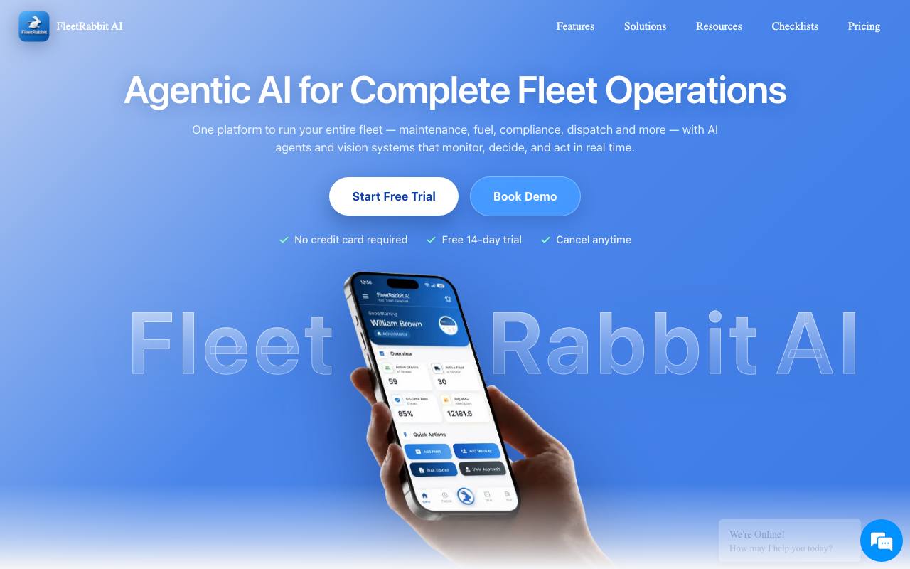 The FleetRabbit AI website