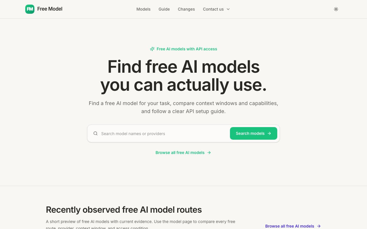 The Free Model website