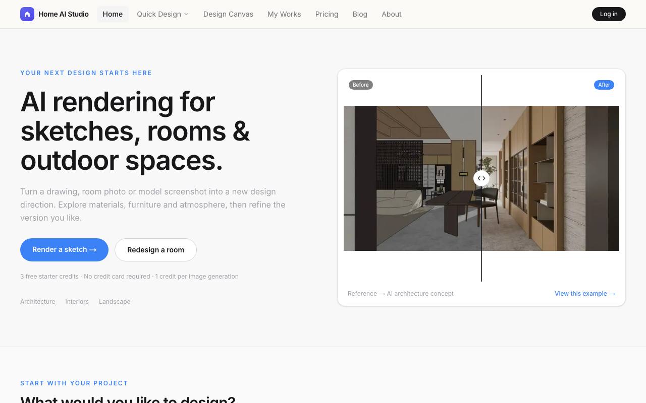 The Home AI Studio website