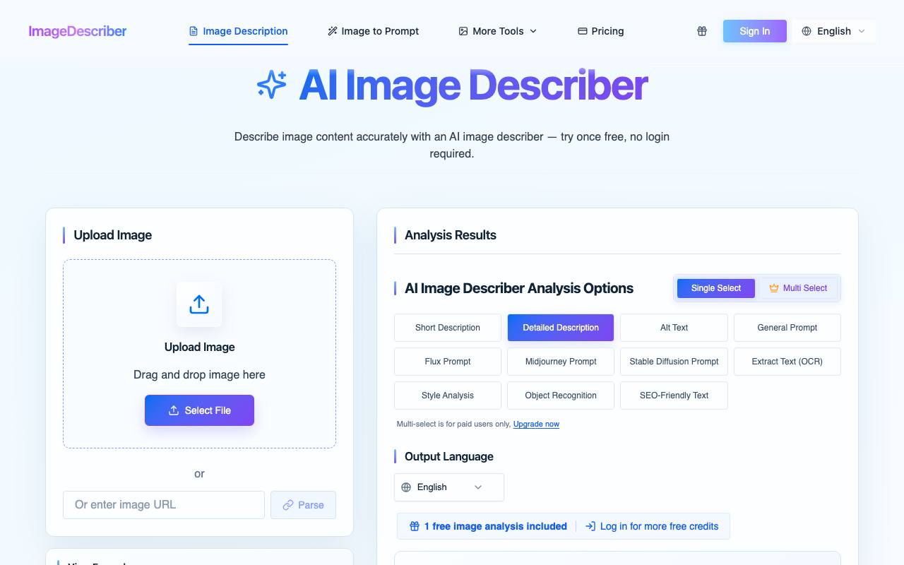 The Image Describer website