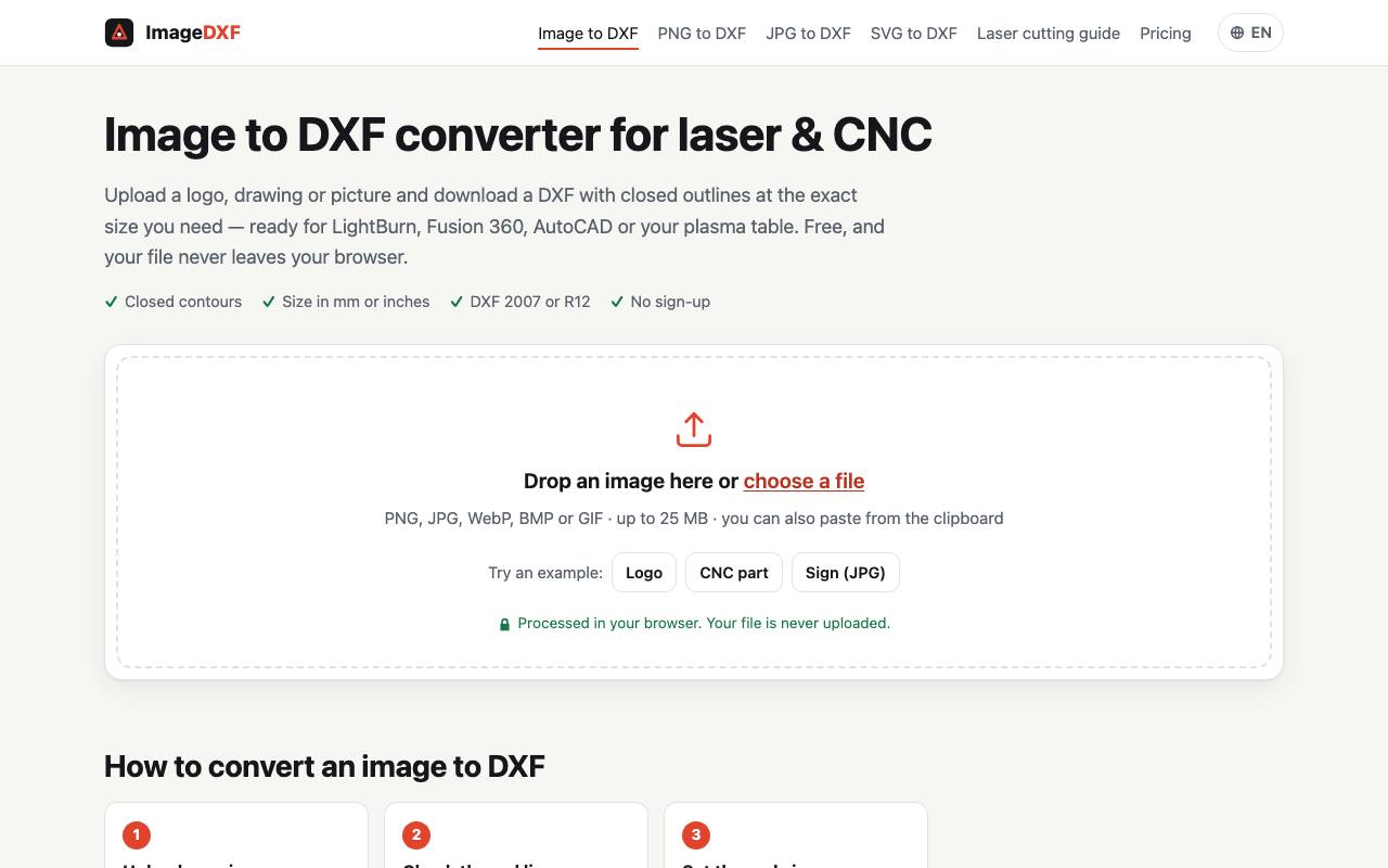 The ImageDXF website