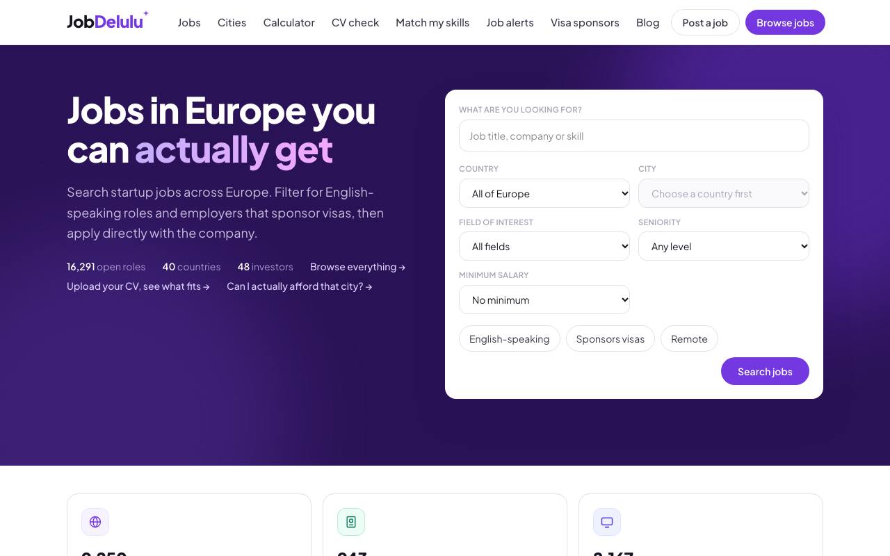 The JobDelulu website