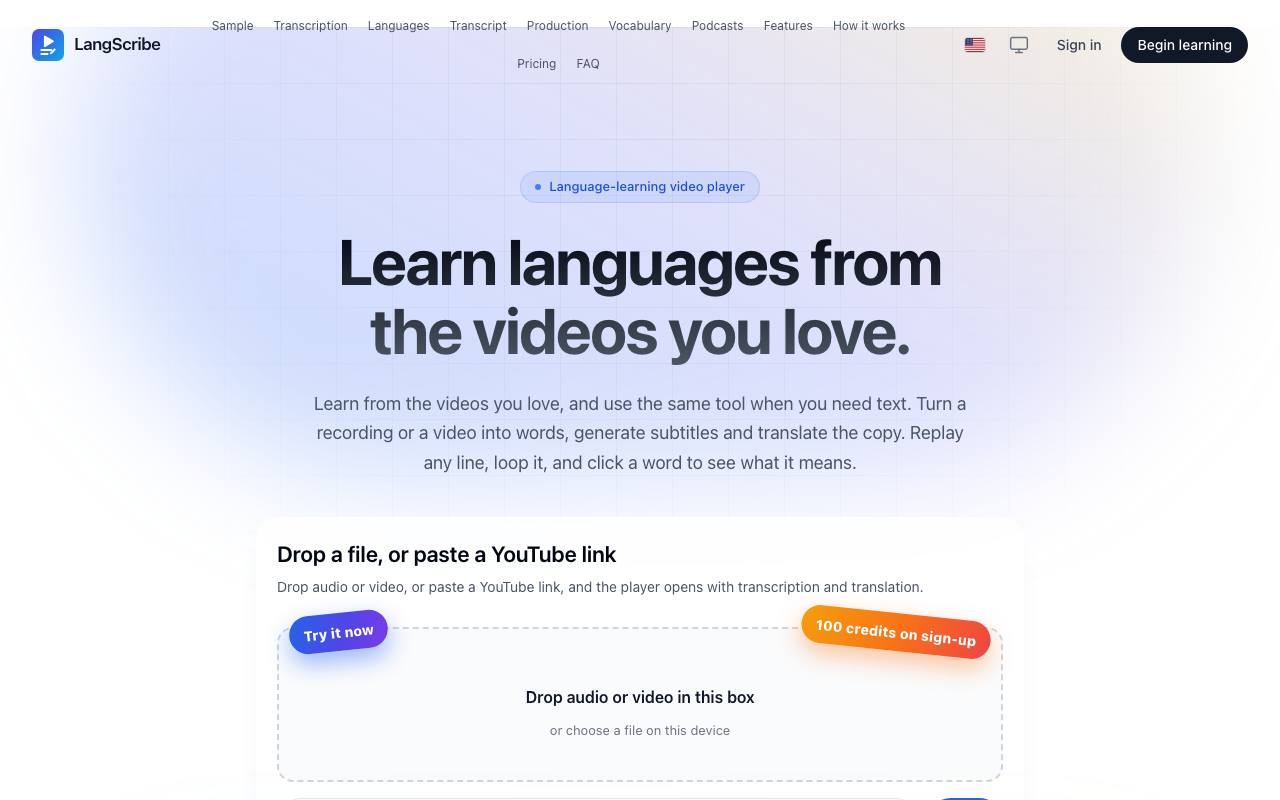 The LangScribe website