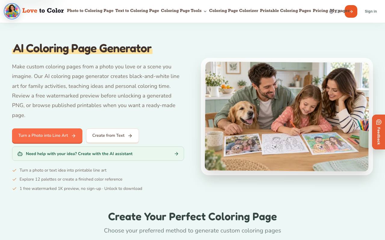 The Love to Color website