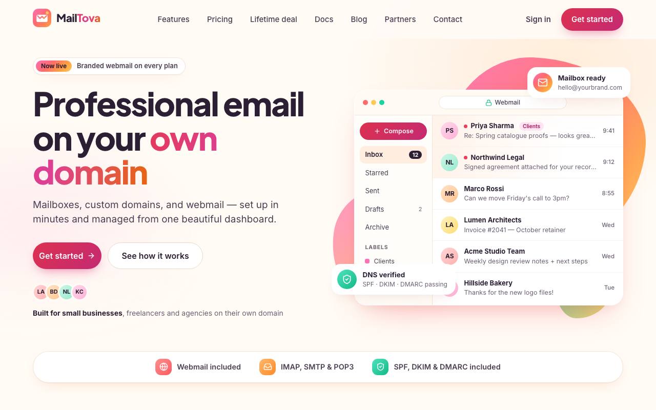 The MailTova website