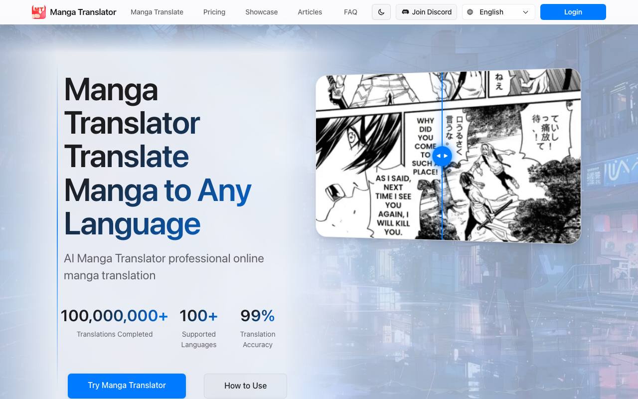The MangaTranslate website