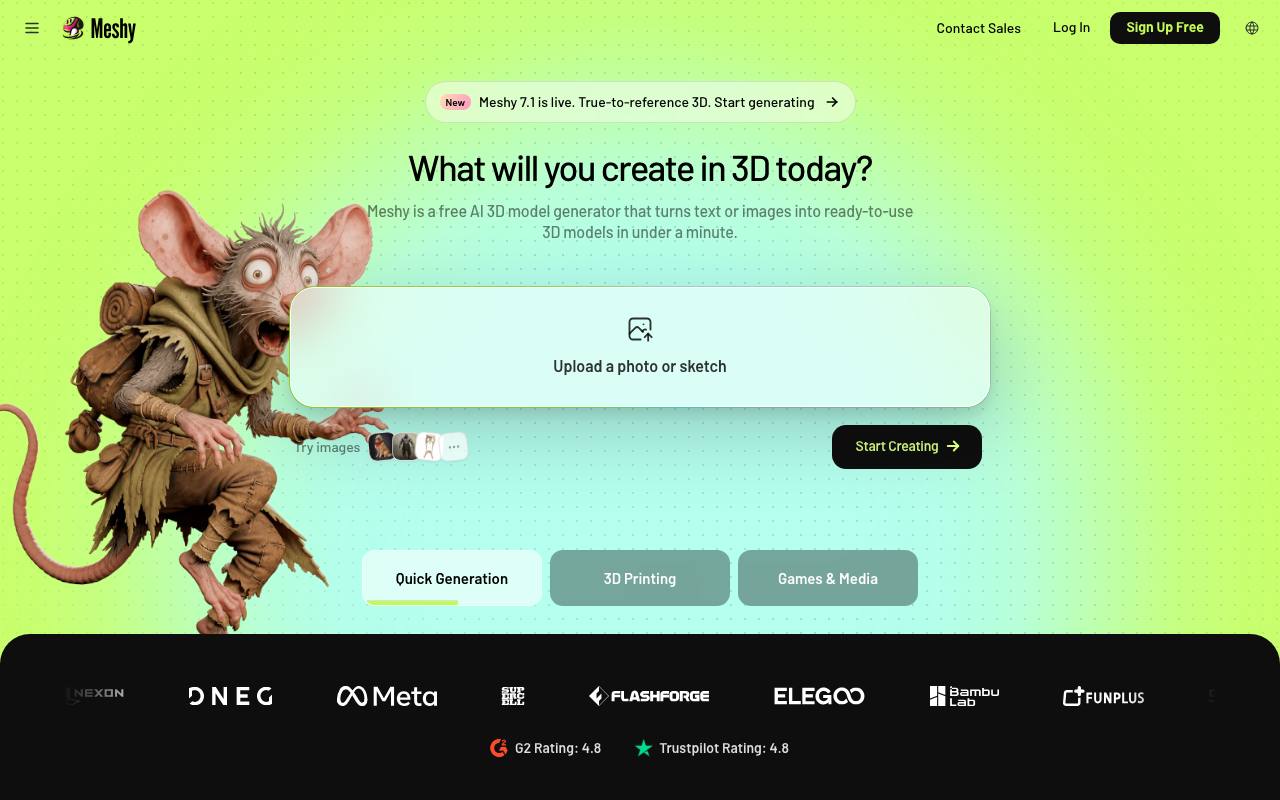 The Meshy website