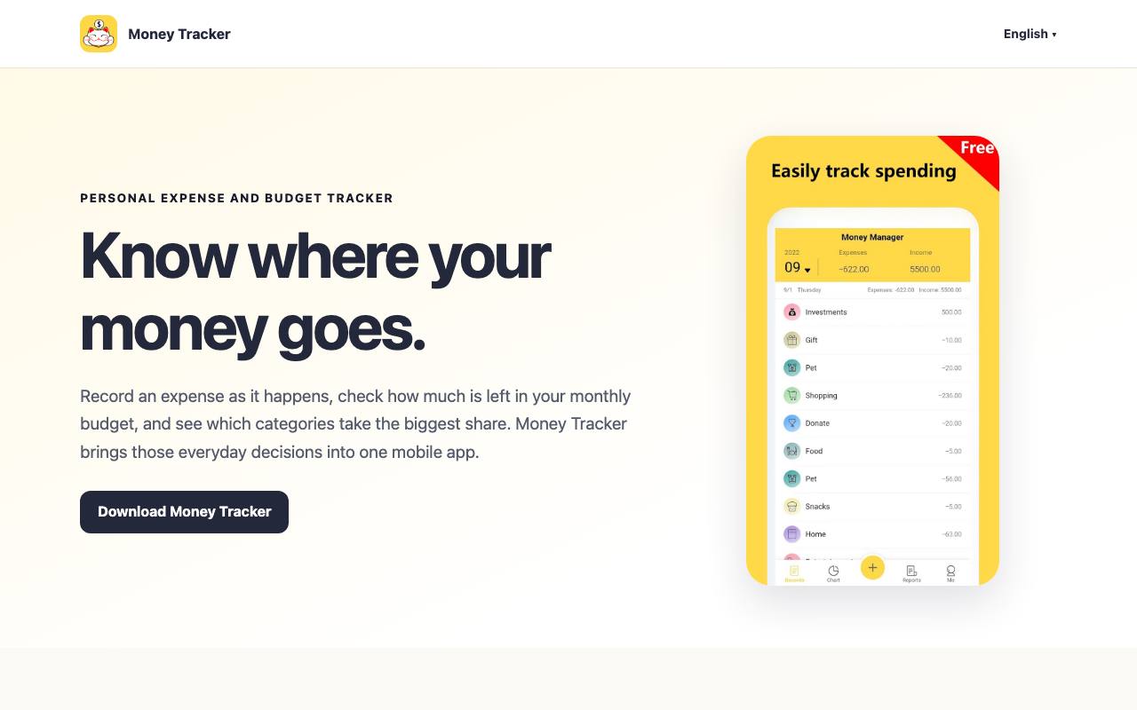 The Money Tracker website