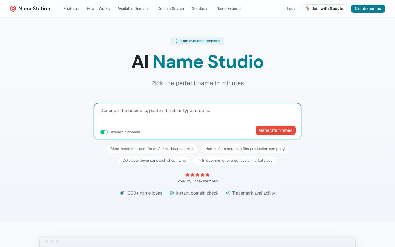 The NameStation website