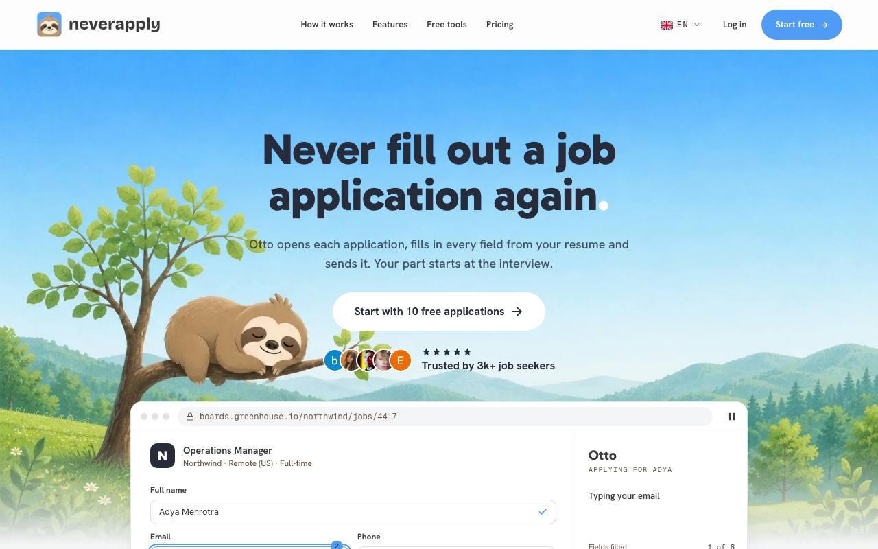 The NeverApply website