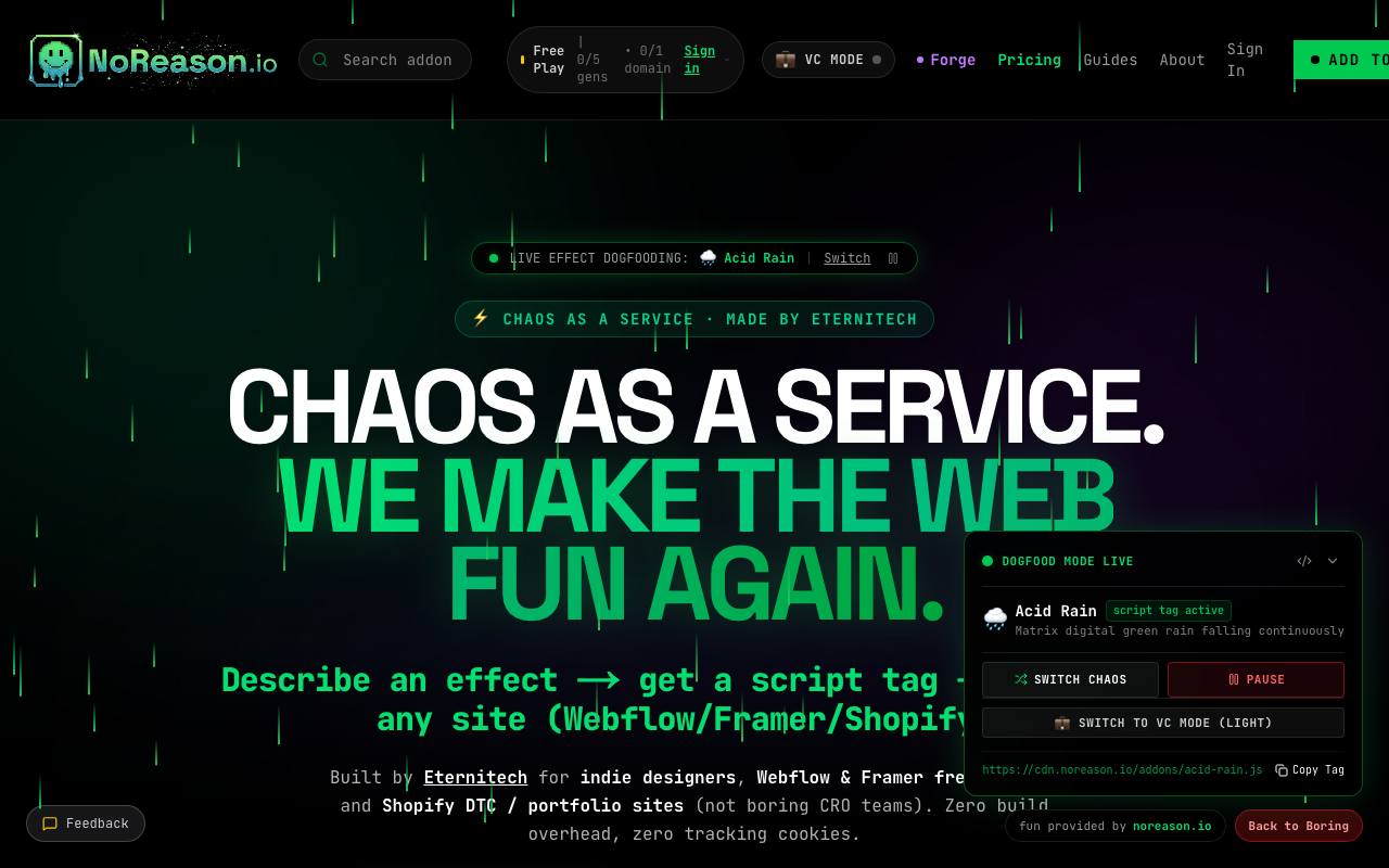 The NoReason website
