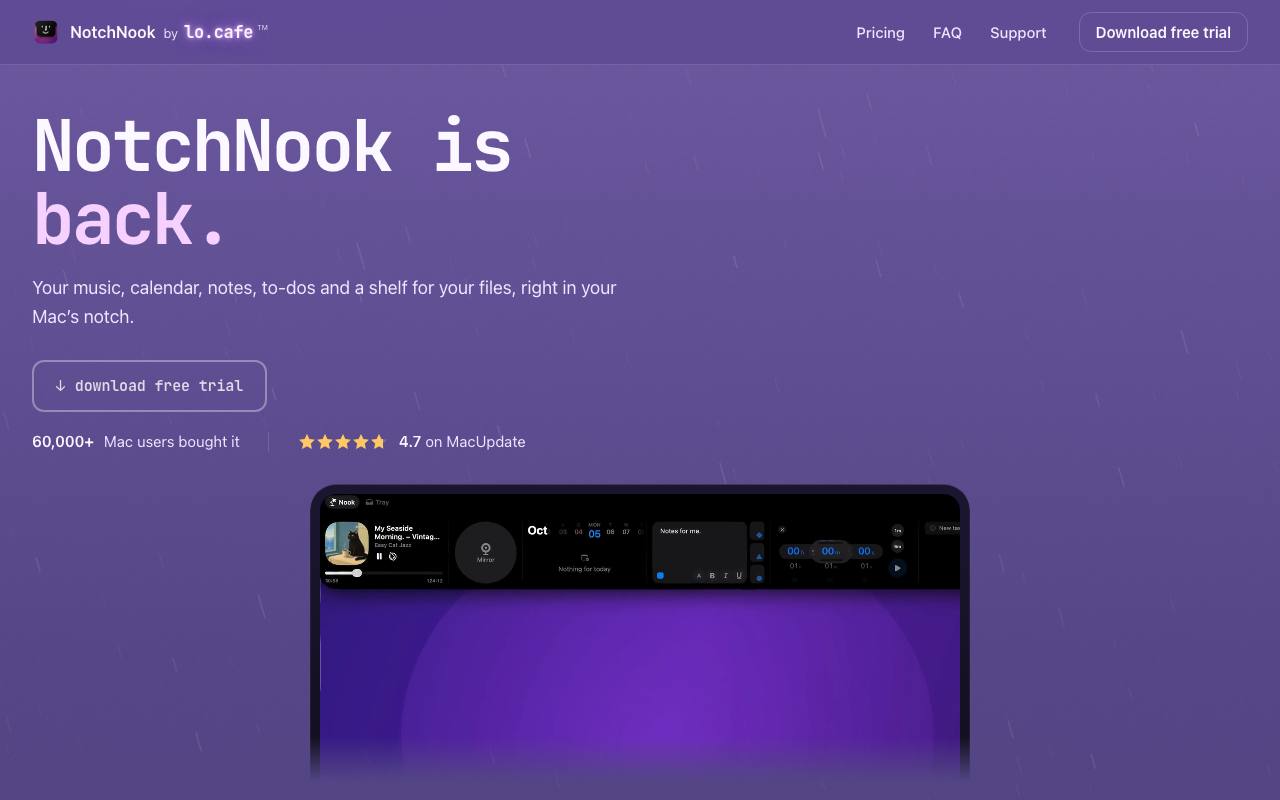 The NotchNook website