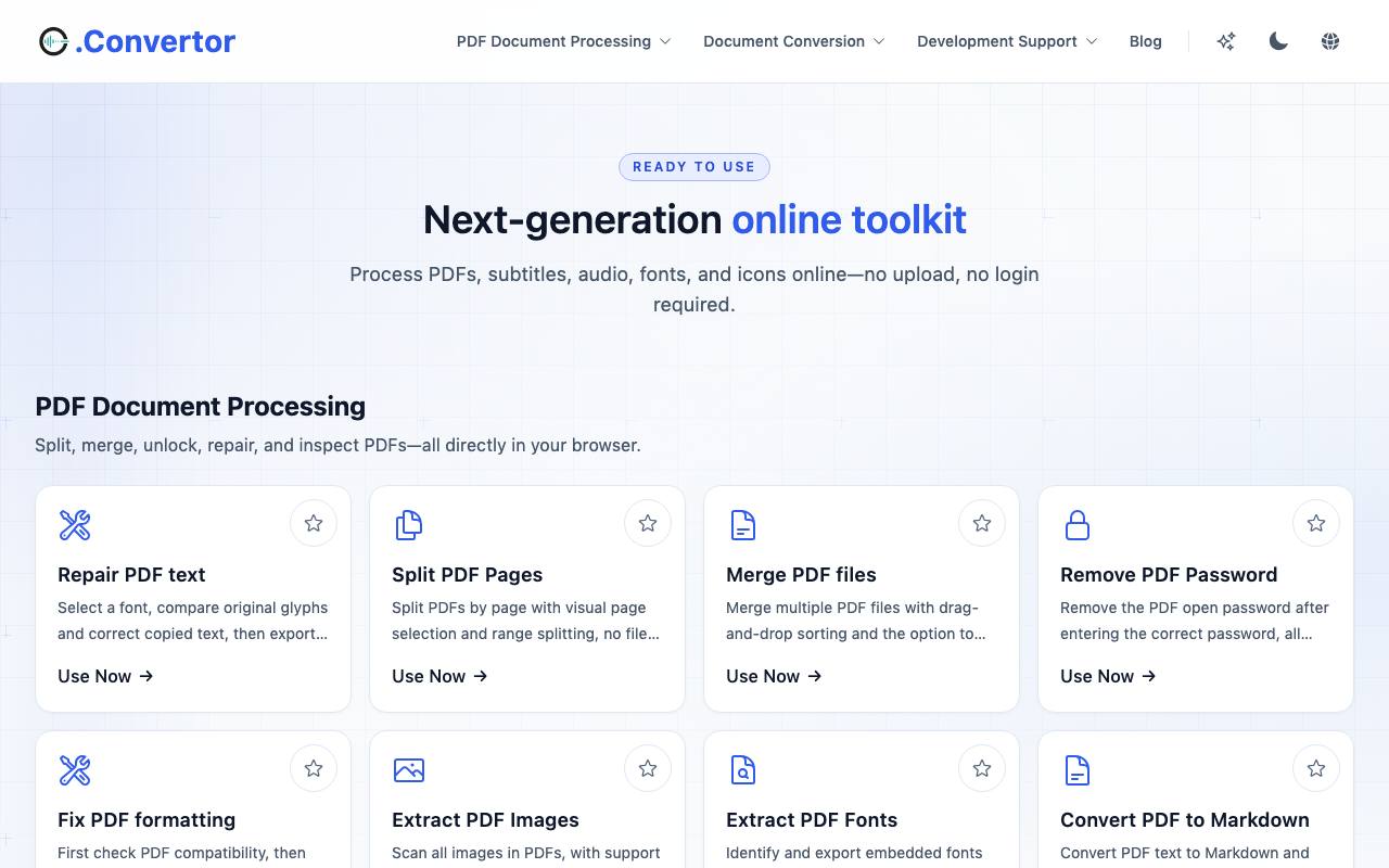 The O.Convertor website