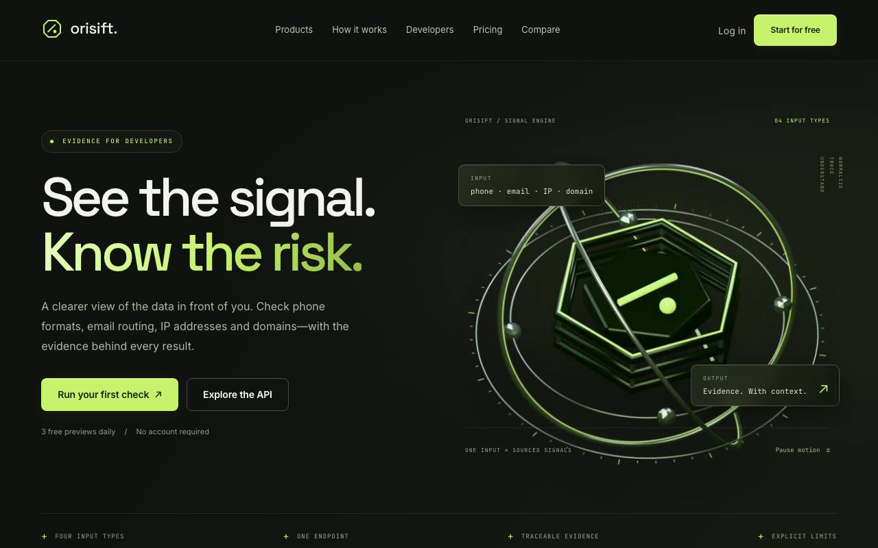 The Orisift website