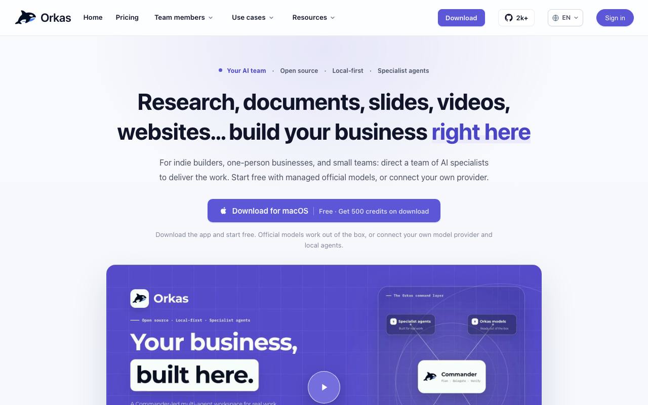 The Orkas website