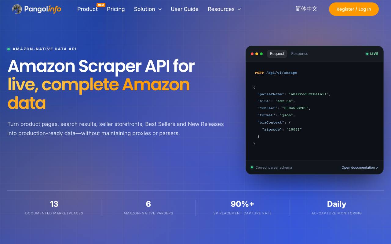 The Pangolinfo website