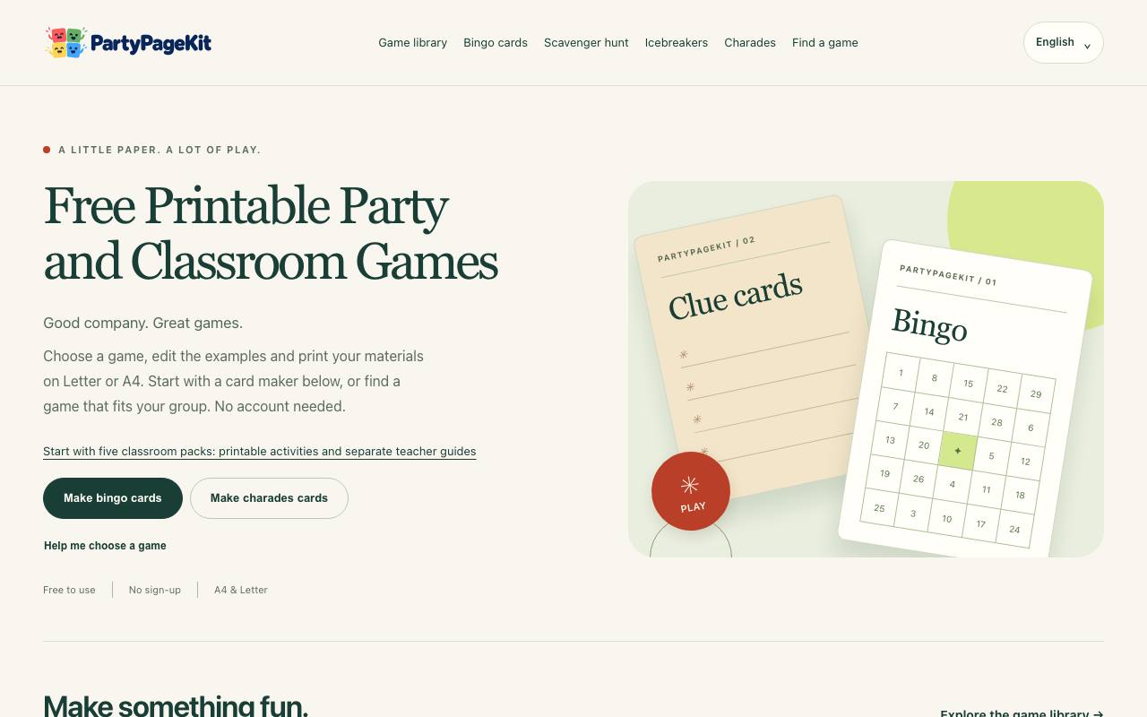 The PartyPageKit website