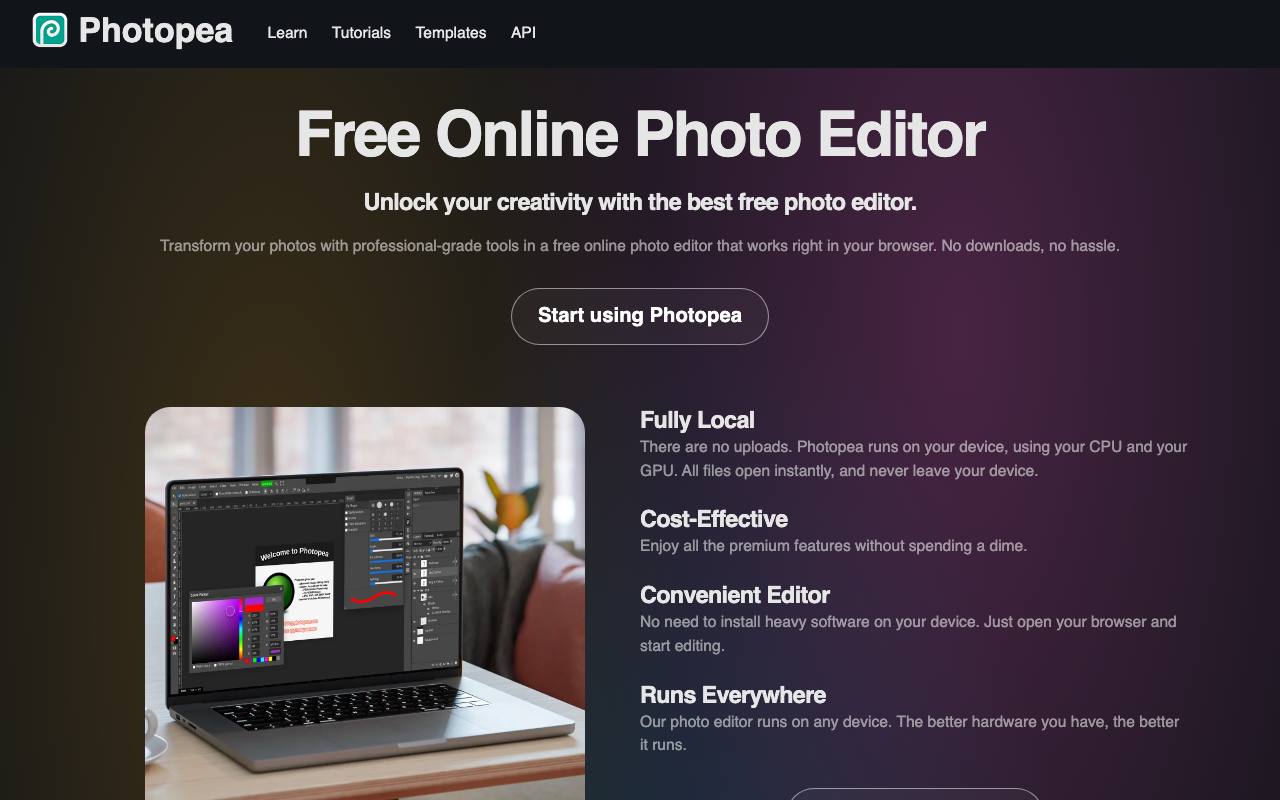 The Photopea website