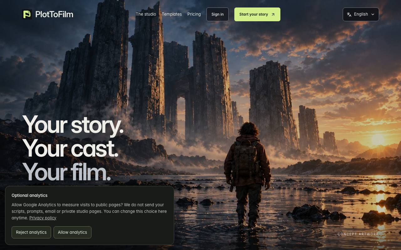 The PlotToFilm website