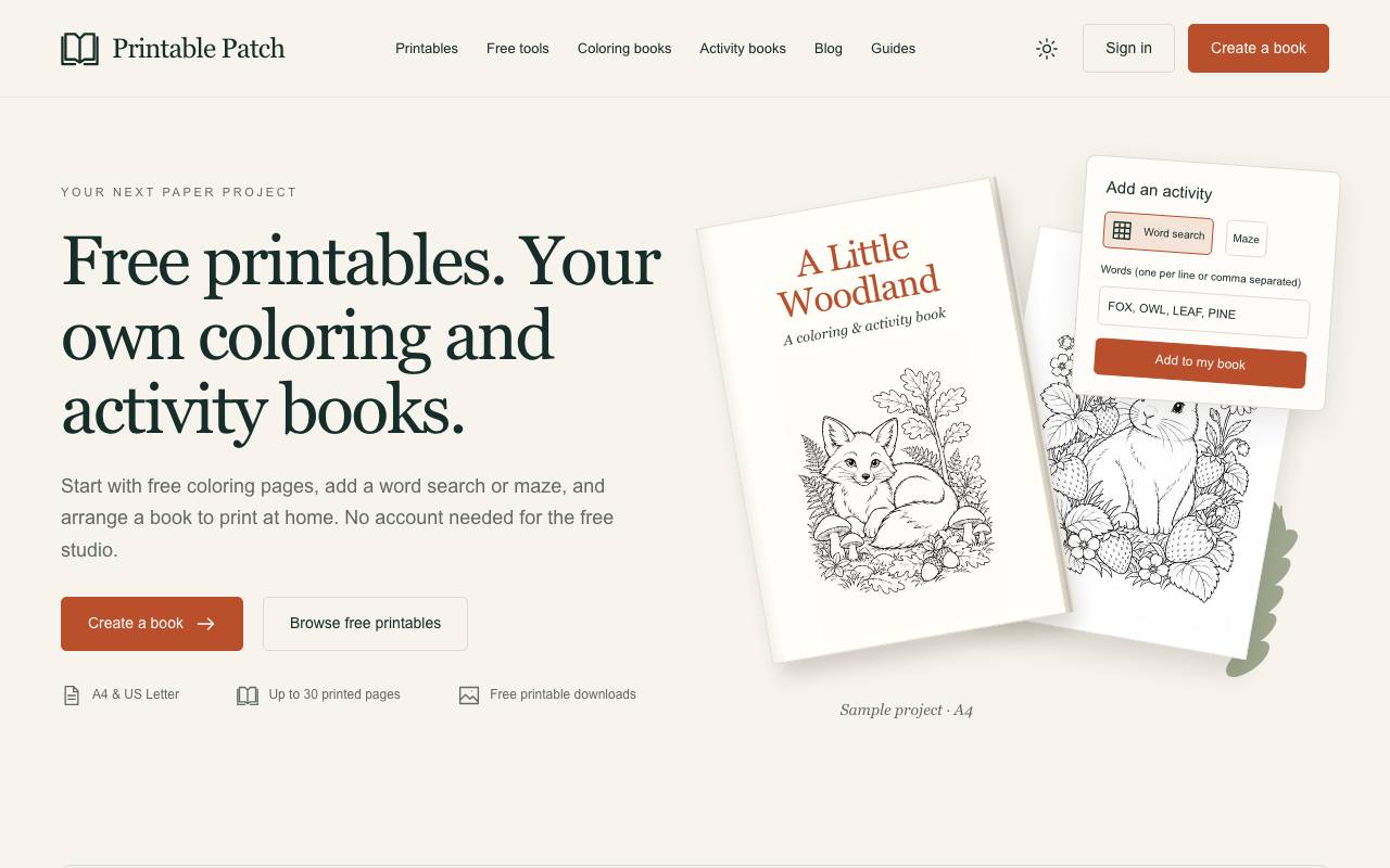 The Printable Patch website