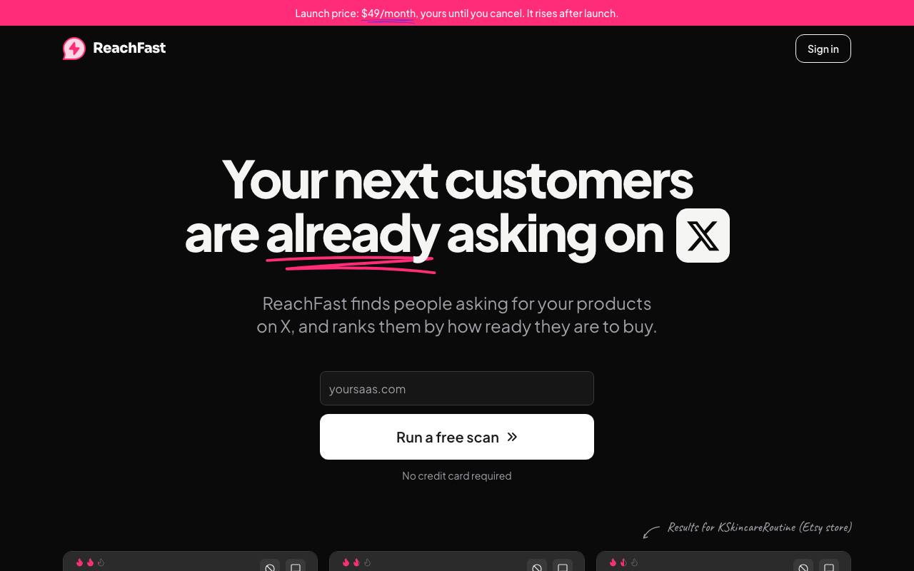The ReachFast website