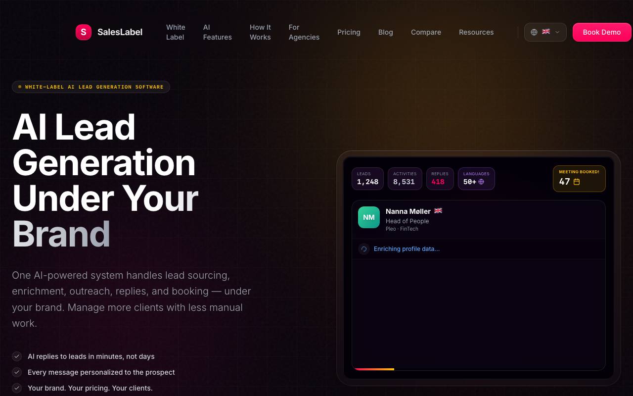 The SalesLabel website