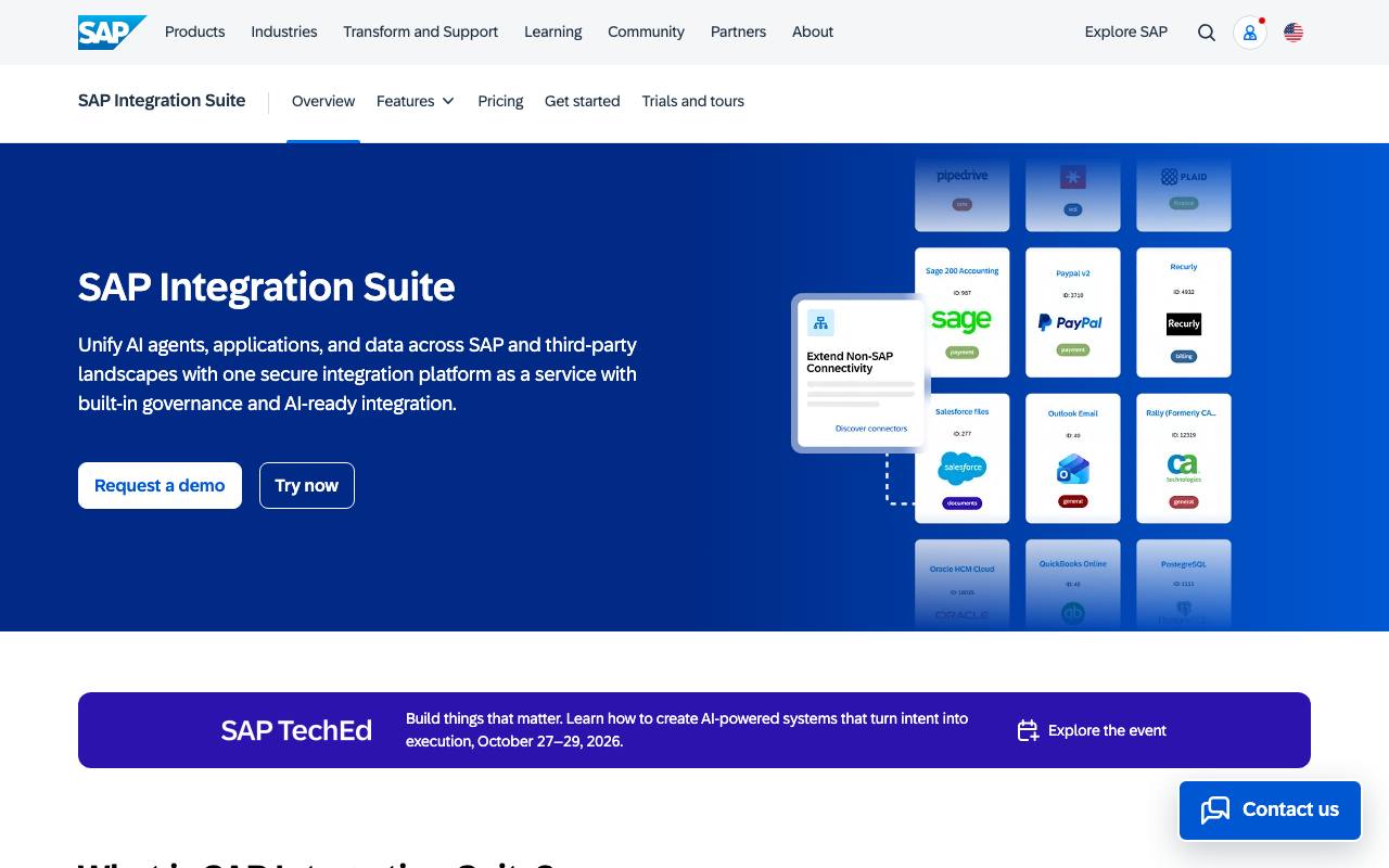 The SAP Integration Suite website