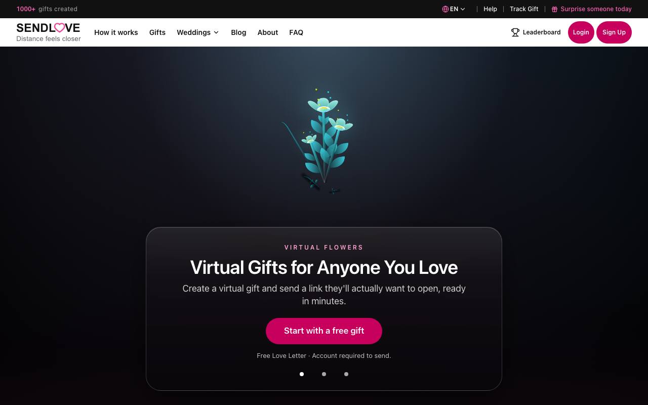 The SendLove website